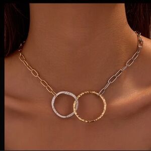 14k Gold Plated 2 Toned Chunky Chainlink Choker necklace